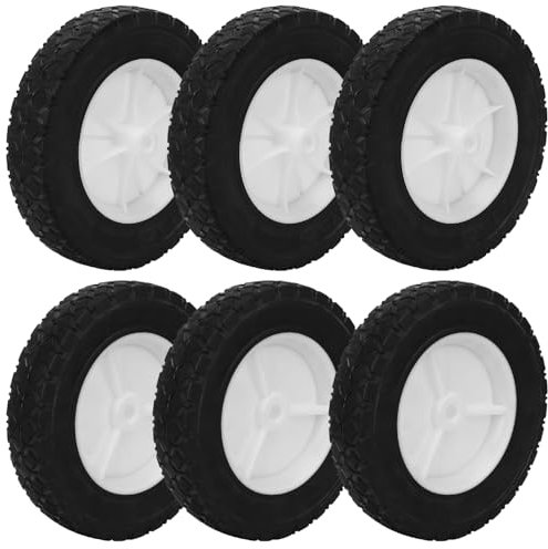 IHDYPPEW 6 PCS Plastic Wheel, 7 x 1.5 Inch lawn Mower Wheels, Universal Wheels Tires, Ideal For Radio Flyer Tricycle Parts & Wagon Wheel Replacement, Push Mower Wheels