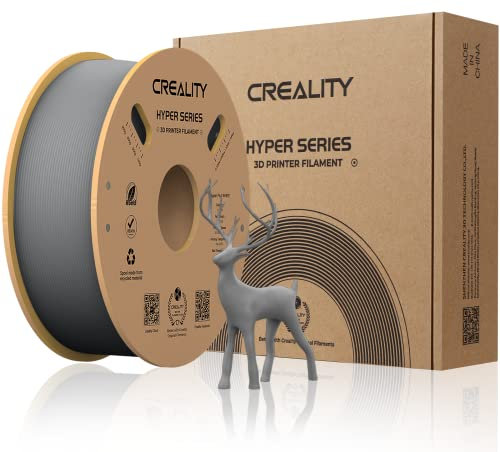 Creality Official Hyper PLA Filament Grau, 1KG 3D Drucker RFID Filament für Hochgeschwindigkeitsdruck, Widerstandsfähig, Glatt, Überhang Leistung Maßgenauigkeit +/-0.03mm, 2.2lbs/Spool