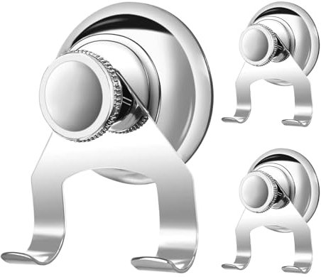 JINXIAN 3 Pièces Inox Crochet Ventouse Pas de Perçage Ventouse avec Crochets Crochet Ventouse Salle de Bain pour Torchon Serviette et Peignoir（Argenté）