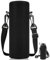 1er-Pack schwarze Wasserflaschenhülle mit verstellbarem Schultergurt für 1-Liter-Edelstahl- und Plastikflaschen, isolierte Tasche mit Verbrühungsschutz zum Wandern, Laufen, Gehen und Trekking