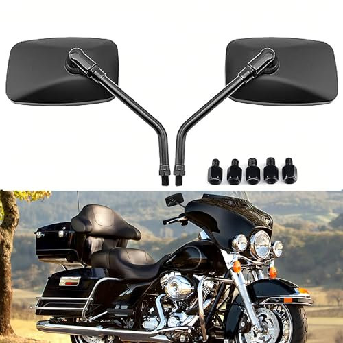 YUJYGAO Universal Motorrad Spiegel,10MM 8MM Schwarz Motorrad Rückspiegel Kompatibel mit Street Bikes Sport Bikes ATV Quad Scooter Cruiser Touring(Schwarz#1)