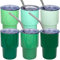 UIRZOTN 3oz Mini Tumbler Shot Glass with Straw and Lid, 6 Pack Green Tumbler Set Stainless Steel Sublimation Shot Glasses for Wedding Party Whiskey Cocktail Bar with Straw and Lid