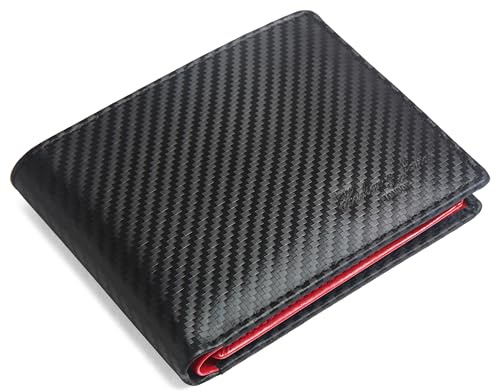 Hudson & James Genuine Leather RFID Blocking Wallet Men’s with Card Holder, banknote compartments, Coin Pocket, Minimalist Wallets for Men UK with Gift Box (Red)