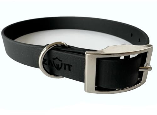 Langlebiges BioThane Hundehalsband 16/19 / 25mm mit Schnallenverschluss | Wasserfest & Robust | In 5 Größen (XS, S, M, L, XL) | Passend zu den ZAVVIT Leinen (Silber)