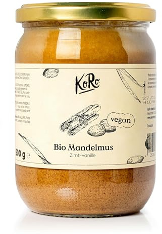 KoRo - Crema di mandorle con cannella e vaniglia bio 500 g - Fonte di proteine - Vegan - Sul porridge, sul pane o nei dolci