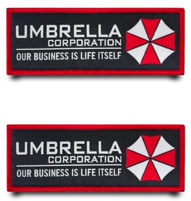 2 Stück Umbrella Corporation Lustiger Patch Stickerei Abzeichen Taktisch Patch Abnehmbare Hook and Loop Emblem Applikationen Kleidung,Uniformen, Rucksack,Jeans,Hosen,Jacken,Mützen,DIY-Zubehör