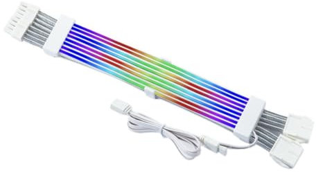 Wrtysully ARGB PSU Cables 2x8Pin PCIE ARGB PSU Cables Soft Silicone Bendable for Gaming PC Build