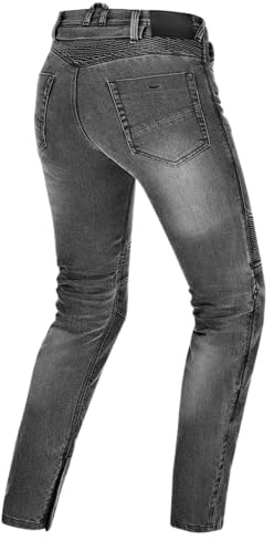 SHIMA Zenith Motorrad Jeans Damen mit Protektoren GFLEXX Knieprotektoren Motorradhose Kurzgrößen Hosen für die Frau Protektorenhose Textilhose Urban Stretch Jeanshose Lang (Frauen, Grau, 26/30)