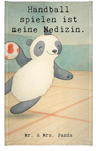 Mr. & Mrs. Panda Handtuch Baumwolle Panda Handball Spielen Design - Geschenk, Club, Kleines, Turnier, Gästehandtuch 30x50, Klein, Mini-Handtuch, Verein, Frotteetuch