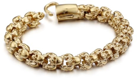 Fachoice Gotisch Schädel Kopf-Armband für Männer Dämonen-Schädel Kopf Armband Punk Teufels-Multi Skelettkopf Schmuck fur Herren