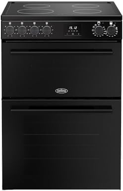 Belling 60cm wide Double Oven BEL FSA VISION 60E Electric Cooker with Ceramic Hob - Black - A Rated