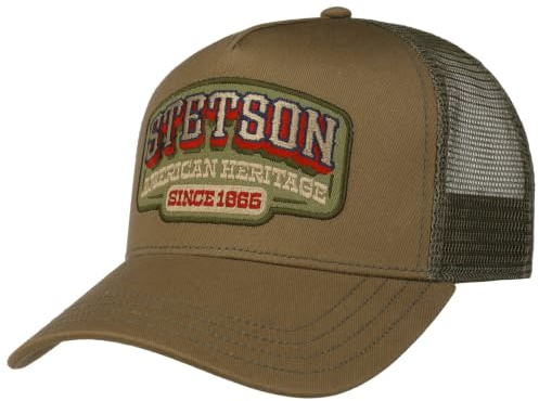 Stetson American Heritage 1865 Truckercap Stoffcap Uni einfarbig Damen Herren Sommer Winter braun-Oliv One Size