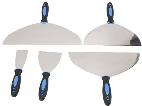 Jeffergarden Ensemble de Couteaux à Mastic avec Sac de Rangement, 5 Tailles, Grattoir à Peinture en Acier Inoxydable, Outil pour la Finition des Cloisons Sèches et la Réparation de la