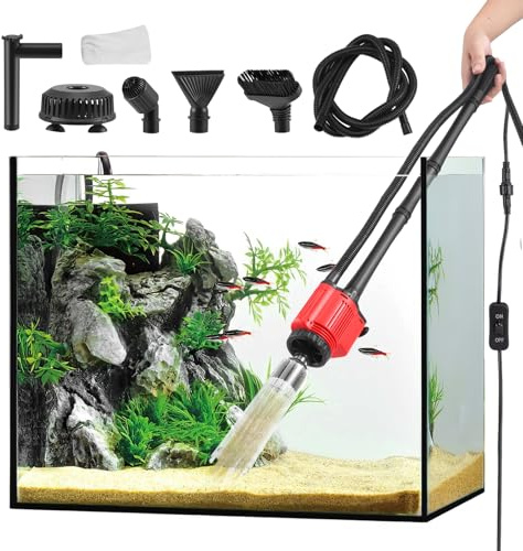 VeftBltrem Electric Aquarium Gravel Cleaner, 6-in-1 Fish Tank Vacuum Gravel Cleaner, 28W Electric Fish Tank Water Changer, for Water Changes, Sand Cleaning, Dirt Removal, Showering, Filtration