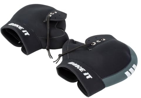 BIKE IT Motorcycle Bar Muffs Scooter Neoprene Winter Hand Warmers Bar Mitts Black Grey
