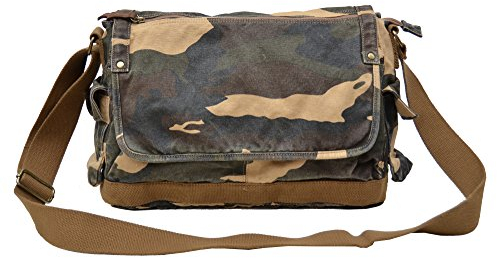 Gootium Sac à bandoulière en toile - Vintage - Sac bandoulière pour homme - 15,6, camouflage, L