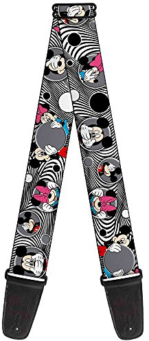 buckle-down Gitarrengurt 34-60 Mickey & Minnie Peek-a-Boo Expressions Swirl Black/White