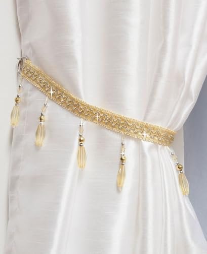 John Aird PAIR (x2) Crystal Beaded Curtain Tie Back (Yellow)