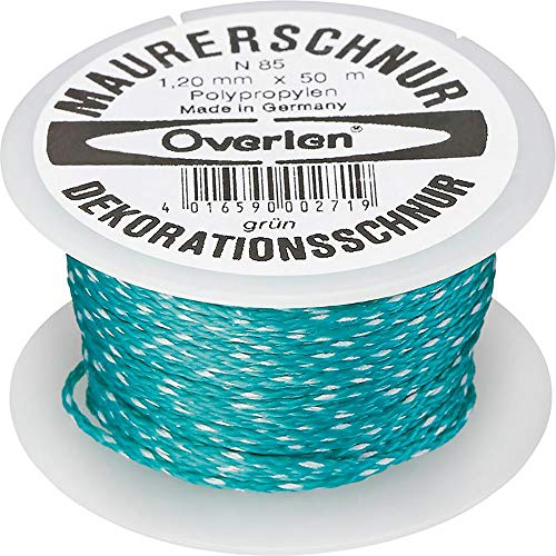 Overmann 008501200200500AA N 85 Normalgeflecht Maurerschnur 1,2 mm x 50 m aus Polypropylen, Grün mit Kennfaden