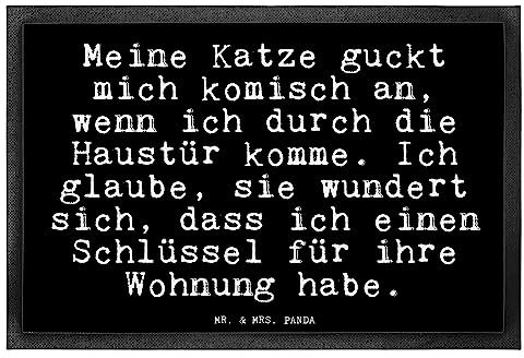 Mr. & Mrs. Panda 40 x 60 cm Fußmatte Meine Katze guckt Mich... - Geschenk, Haustier, faul, Fußmatte waschbar, Zitate, Fußmatte außen, Fußabtreter,