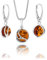 Copal Damen Bernstein Schmuckset Mit Verstellbarer Schlangenkette Und Kugel Anhänger
