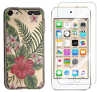 NOVAGO Compatible avec iPod Touch 7, Touch 6,Touch 5 Coque Gel imprimée Solide résistante +1 Verre en Verre trempé Transparent résistant (Exotique)