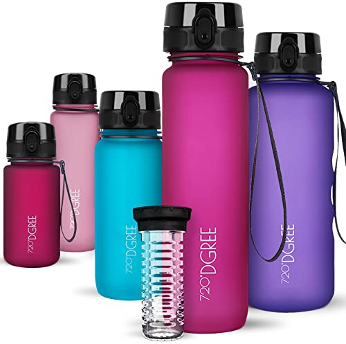 720°DGREE Gourde d'Eau 650ml “uberBottle“ +Fruit-Infuseur, softTouch - Sans BPA, Anti-fuite - Bouteille, water bottle idéale pour Enfants, École, Sport, Randonnée, Camping, Université, Voyage, Travail