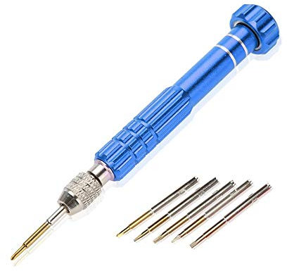 Precision Screwdriver Set, Screwdriver Handle With 5 Bits Repair Opening Tool Kit for Laptop,Ipad, Cell Phone,Glasses,Watch, Electronic Toys and Other Electronics Devices (Blue)