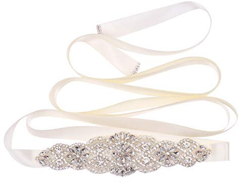 Tendaisy Damen Brautgürtel Strass Hochzeit Schärpe Gürtel mit Kristall Perlen Perlen für Kleider und Kleider - Beige -