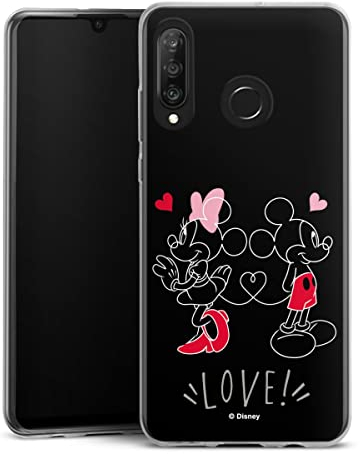 DeinDesign Slim Case extra dünn kompatibel mit Huawei P30 Lite Silikon Handyhülle transparent Hülle Mickey & Minnie Mouse Liebe Disney
