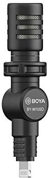 BOYA BY-M100D Microfono a condensatore omnidirezionale miniaturizzato con connettore Lightning certificato MFi compatibile con iPhone, iPad, iPod