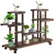 Outsunny Scaffale Portafiori a 4 Livelli, Fioriera da Esterno e Interno in Legno con 4 Ruote, 123.5 x 33 x 80cm