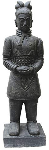 STONE art & more Chinesischer Krieger, stehend, H 200 cm, Steinfigur, Steinguss, schwarz antik, frostfest