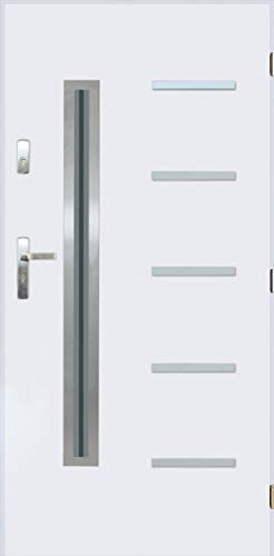 Porta KanKan 01 con vetro Nano Advance porta d'ingresso in acciaio porta d'ingresso bianco (bianco, [90] 990 x 2065 con telaio della porta a sinistra)