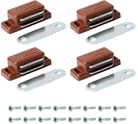 4xHeavy Duty Magnetic Door Catch Cupboard Cabinet Wardrobe Door Magnet Latch 6kg (Brown)