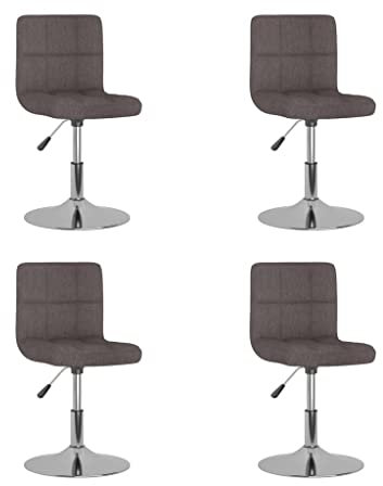 vidaXL 4X Esszimmerstuhl Höhenverstellbar Drehbar Küchenstuhl Lehnstuhl Stuhl Wohnzimmerstuhl Polsterstuhl Stühle Essstuhl Taupe Stoff