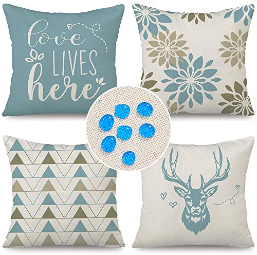 Cirzone Outdoor Kissen Wetterfest 45x45 4er Set Dekokissen, Kissenbezüge Sofakissen für Deko Wohnzimmer, Garten, Balkon