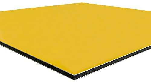 Panneau Composite Aluminium Couleur 3mm. Plaque Aluminium Composite. Plaque Alu - 300 x 300 mm - Jaune -