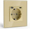 BSEED USB Steckdose Golden Schuko Steckdose mit USB Anschluss (Max. 2.1A) Typ C Port Unterputz Steckdose Glas Schutzkontakt-Steckdose Ladegerät für Handys, Laptops etc
