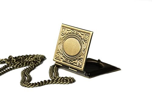 Kette Medaillon Buch im Vintagestyle in antik bronzefarben für zwei Fotos als persönliches Geschenk für sie oder für ihn