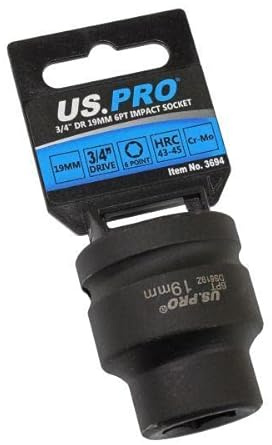 US PRO Tools 19mm 3/4 DR 6 Point Impact Socket 3694