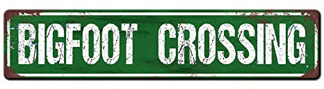 Bigfoot Crossing Straßenschild Metall-Blechschilder, Bigfoot Crossing Poster für Zuhause, Büro, Schlafzimmer, Outdoor, Cafés, Pub, Wanddekoration, Schild, 40,6 x 10,2 cm