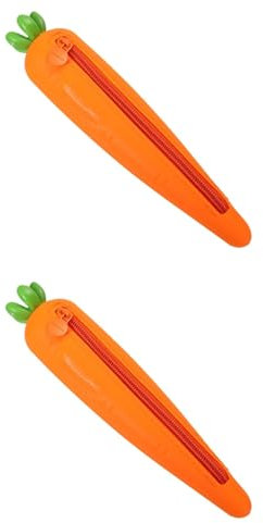 STOBOK 2 StüCk Karottenform Silikon FedermäPpchen, Niedliche Stifte MäPpchen FüR SchüLer, Leicht Und Tragbar, Orange, 8.66 X 3.54 X 1.77 Zoll