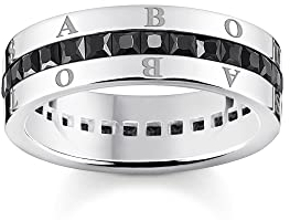 THOMAS SABO 2 Bandring schwarze Steine pavé silber 925 Sterlingsilber, Geschwärzt TR2361-643-11