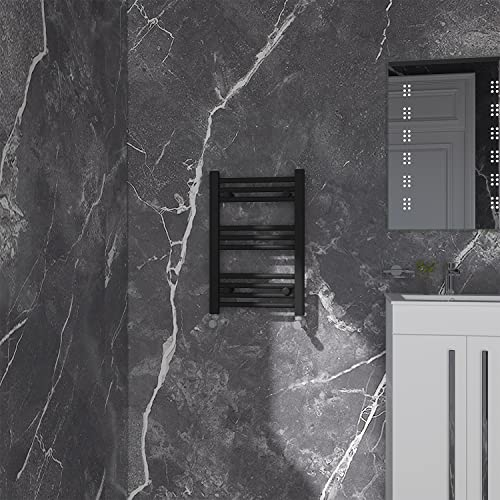 NRG Black Straight Central Heating Towel Rail Bathroom Heated Rad Radiators Ladder Warmer - 600×400mm