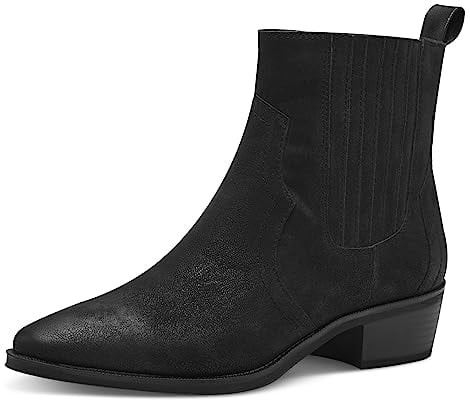 MARCO TOZZI Damen Stiefeletten Spitz mit Absatz aus Kunstleder, Schwarz (Black), 37