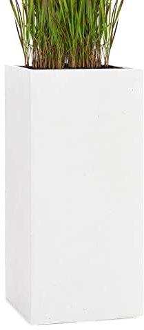 Pflanzwerk® Pflanzkübel Fiberglas Weiss Tower 60x28x28cm *Frostbeständige Blumenkübel* *Deutsche Premiumqualität* *Lotus-Effekt Imprägnierung*