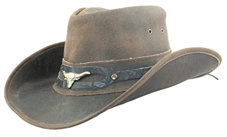 Black Jungle Ontario Outdoor Western Lederhut Australien Cowboy Lederhüte Reiterhut Unisex (as3, Alpha, l, Braun)