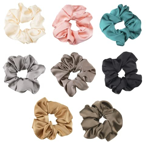 8PCS Haargummis Damen Scrunchie Groß Seide crunchies haargummi ist die beste Wahl für Pferdeschwänze und Hochsteckfrisuren