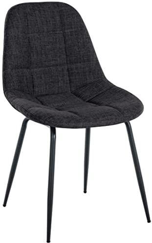 CLP Stuhl Tom I Esszimmerstuhl Mit Hochwertiger Polsterung I Besucherstuhl Mit 4-Fuß Metallgestell, Farbe:dunkelgrau, Material:Stoff